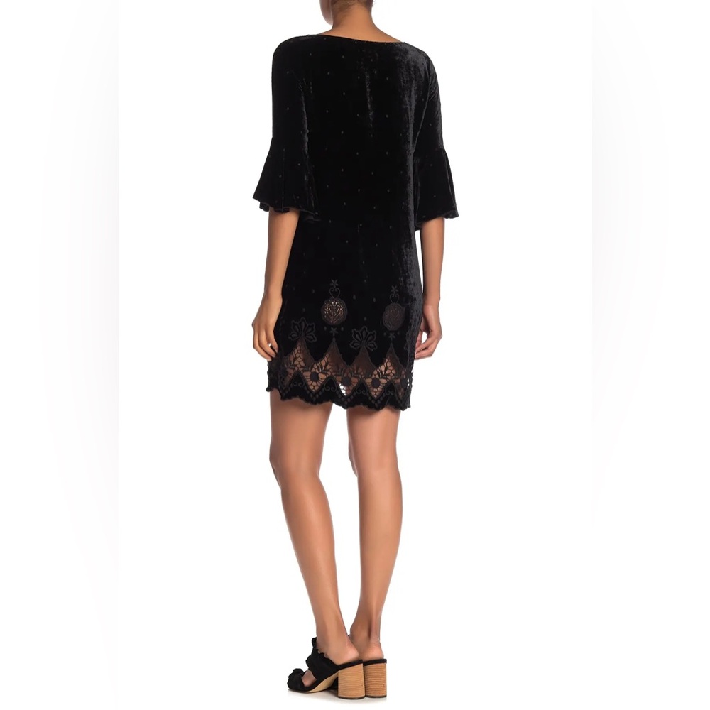 Johnny Was Roxanne Black Velvet Mini Dress — Size S, Like New - Picture 3 of 11